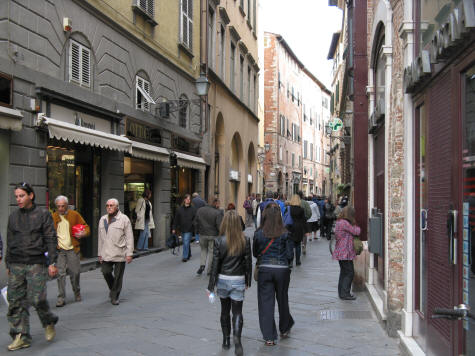 Via Fillungo in Lucca Tuscany Italy